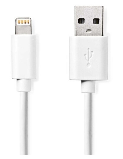 Nedis Lightning Kabel | USB 2.0 | Apple Lightning 8-Pinners | USB-A Han | 480 Mbps | Nikkel belagt | 1.00 m | Rund | PVC | Hvit | Label Nedis Lightning Kabel | USB 2.0 | Apple Lightning 8-Pinners | USB-A Han | 480 Mbps | Nikkel belagt | 1.00 m | Rund | PVC | Hvit | Label