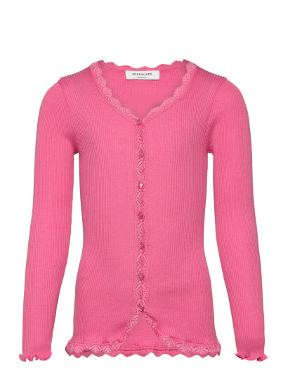 Rosemunde Kids Rkbeatha Ls Cardigan W/ Lace Pink 176