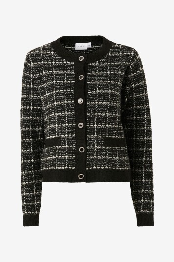 Vila - Kardigan viAudrey Check L/S Knit - Svart