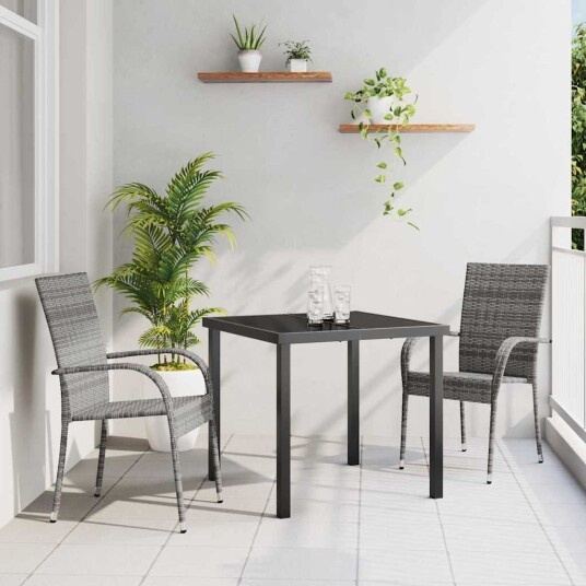 vidaXL Hage Spisegruppe 3 pcs Grå Pulverlakkert stål