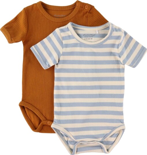 Minymo Body k/e 2 pack Ashley Blue Minymo 74 Kortermet body Blå Hvit Oransje