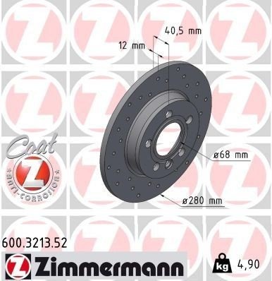 ZIMMERMANN 600.3213.52 Bremseskive ZIMMERMANN 600.3213.52 Bremseskive