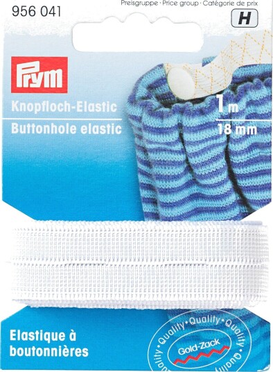 Prym Knapphullselastikk 18 mm Hvit 956041