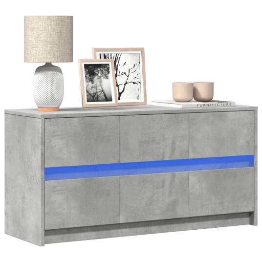 TV-benk med LED betonggrå 100x34x50 cm konstruert tre 852218
