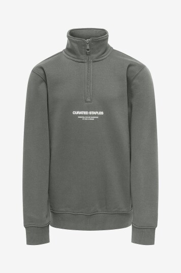 Only & Sons Junior Collegegenser osjCurated Reg Half Zip Sweat VD Grå