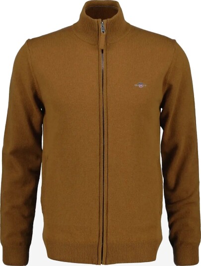 Gant Superfine Lambswool Zip Cardigan CARAMEL BROWN M