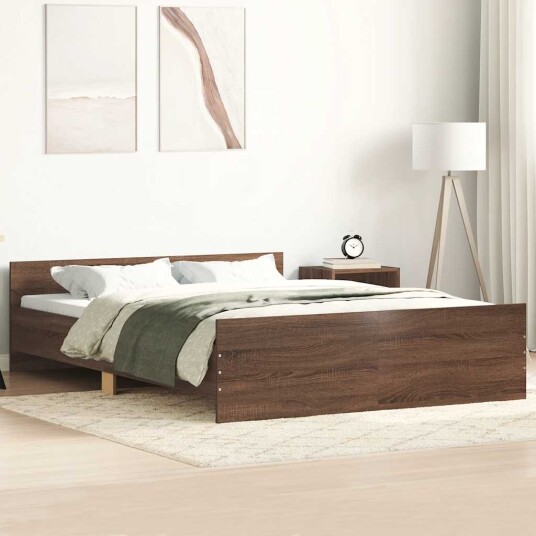 vidaXL Sengeramme med hode- og fotgavl brun eik 150x200 cm 8721012157163
