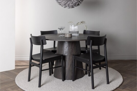 Venture Home Lanzo Spisegruppe 120 cm Rund med 4 Montros Stoler Sort