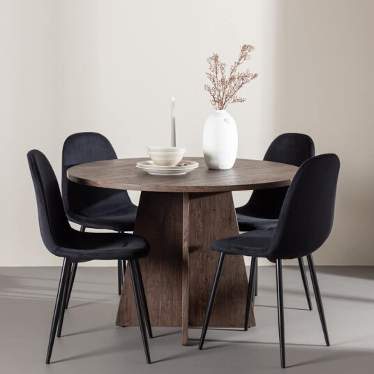 Spisegruppe Venture Home Bootcut Ø110 med 4 stk Polar Stoler Fløyel