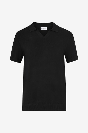 Lindbergh Pologenser Ecovero S/s V neck Polo Svart