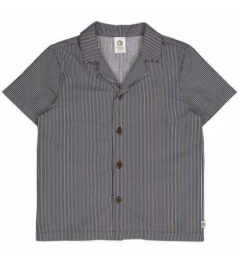 Müsli Skjorte Poplin Stripe Balsam Cream/Natt Blue 7 år 122 Skjorte K/E Blå