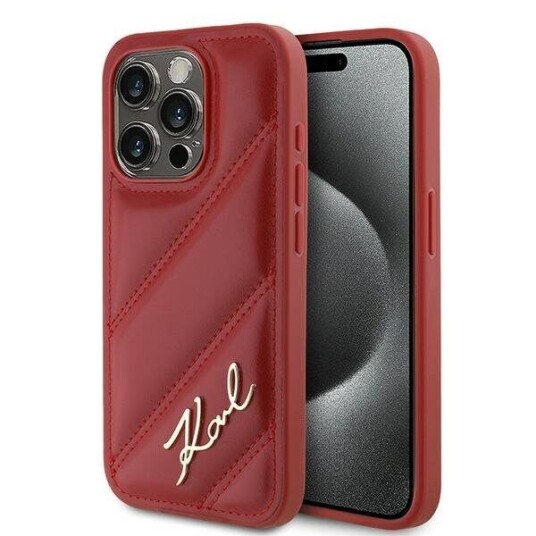 Karl Lagerfeld iPhone 15 Pro 6,1" Rød Hardcase med Quiltet Design