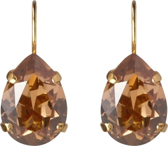 Caroline Svedbom Mini Drop Clasp Earrings Gold - REC LIGHT SMOKED TOPAZ - One Size