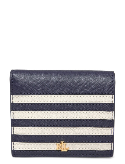 Lauren Ralph Lauren Color-Blocked Leather Compact Wallet - Navy - ONE SIZE