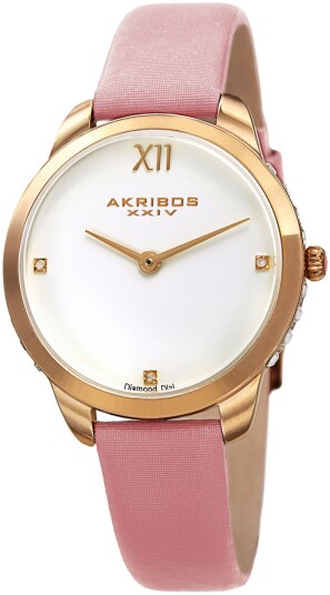 Akribos XXIV Dameklokke AK1059PK Diamond Hvit/Sateng Ø34 mm