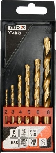 Yato Sett Hss-Tin Metallbor 6 Deler 2–8 Mm