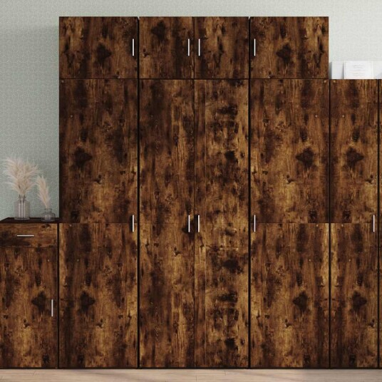 Highboard røkt eik 70x42,5x185 cm konstruert tre