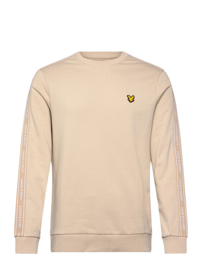 Lyle & Scott Sport Jacquard Tape Crew Neck   Beige   S