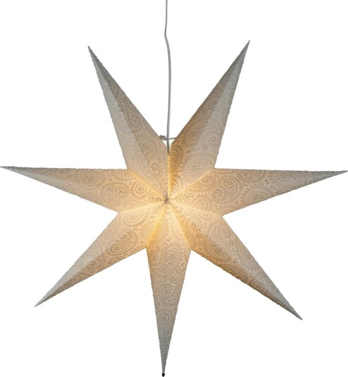 Adventstjerne 80 cm med broderi   Hvit