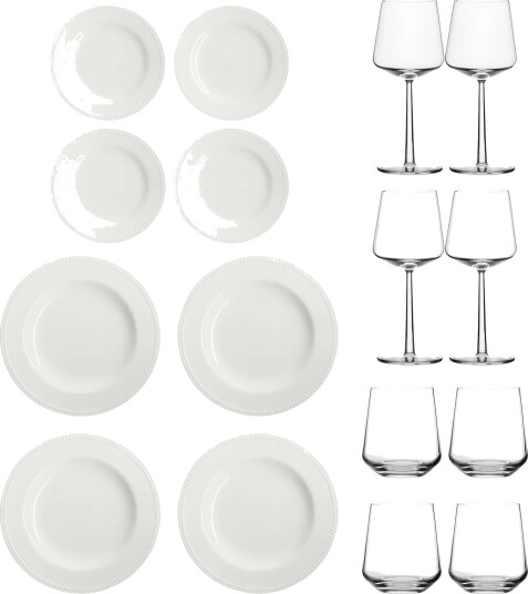Iittala Essence & Dots middagsstartsett 32 deler Kremhvit