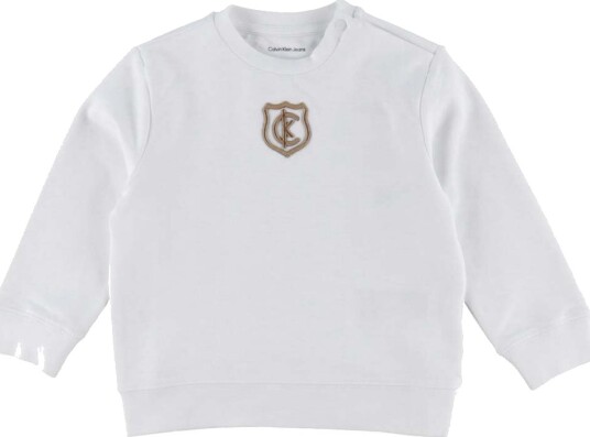 Calvin Klein Gensere Crest Logo Bright White Calvin Klein 2 år 92 Collegegenser Hvit