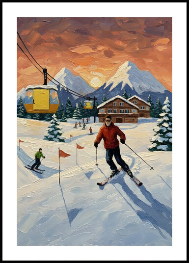Skiing at sunset Plakat Plakat / 100x150cm Skiing at sunset Plakat Plakat / 100x150cm