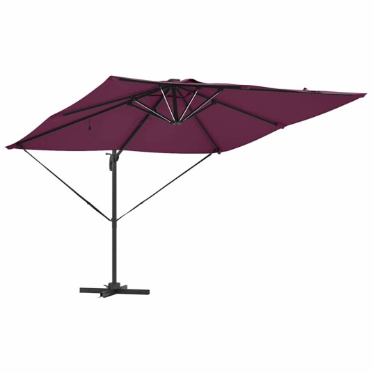 Cantilever Roma parasoll med LED lamper Burgunder 286x285x270 cm Aluminium