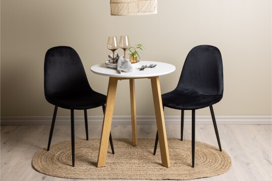 Venture Home Leonora Spisegruppe 65 cm Rund med 2 Polar Stoler Sort