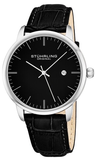 Stührling Original Herreklokke 3997.2 Sort/Lær Ø38 mm