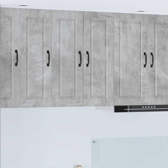 Kjøkkenskap 2 pcs Betonggrå 30 x 31 x 80 cm Konstruert tre Kjøkkenskap 2 pcs Betonggrå 30 x 31 x 80 cm Konstruert tre