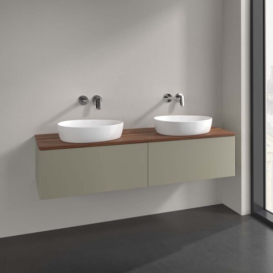Villeroy & Boch Antao Servantskap med 2 skuffer 160x50x36 cm m/lys Steingrå/Valnøtt Villeroy & Boch Antao Servantskap med 2 skuffer 160x50x36 cm m/lys Steingrå/Valnøtt