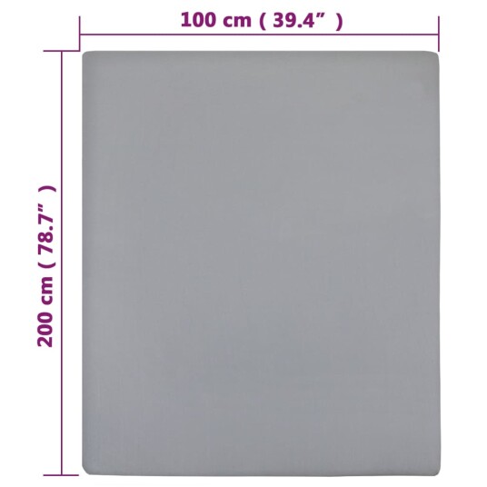 vidaXL Jerseylaken 2 stk grå 100x200 cm bomull