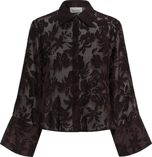 My Essential Wardrobe Mwenya Boxy Shirt CHOCOLATE PLUM BURN OUT 42