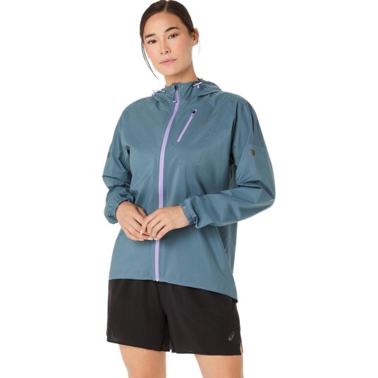 Asics Women"s Fujitrail Elite Waterproof Jacket Ironclad L Asics Women"s Fujitrail Elite Waterproof Jacket Ironclad L