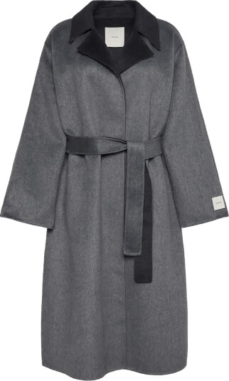 Calvin Klein Long Wool Wrap Coat Melange Bi C Grey XXS