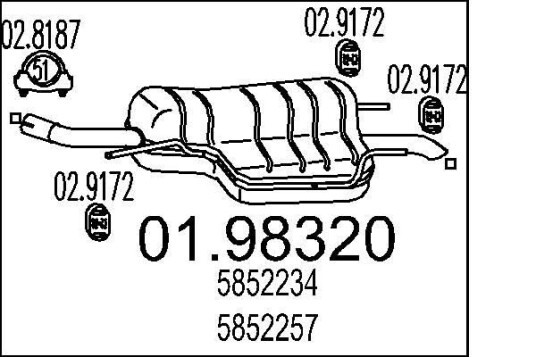 Bakre eksospotte MTS 01.98320 Bakre eksospotte MTS 01.98320