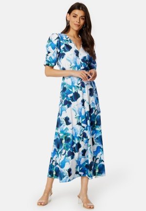 SELECTED FEMME Rachelle Satin Dress Royal Blue AOP:AOP 42 SELECTED FEMME Rachelle Satin Dress Royal Blue AOP:AOP 42