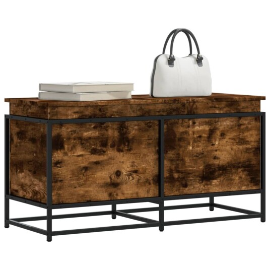 Oppbevaringsboks med lokk røkt eik 100x40x51,5cm konstruert tre Oppbevaringsboks med lokk røkt eik 100x40x51,5cm konstruert tre