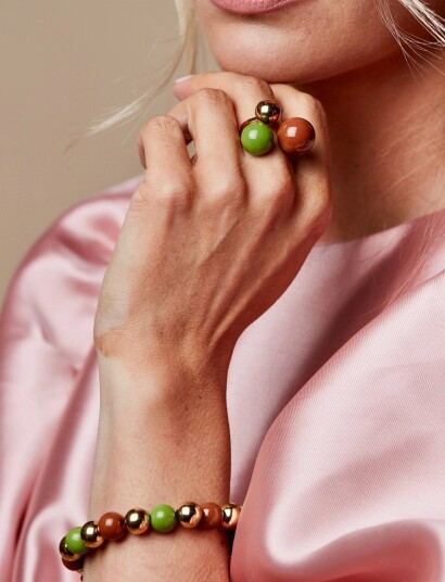 Bud to rose Brea Enamel 10Mm Bracelet Green/Gold Multi/patterned Bud to rose Brea Enamel 10Mm Bracelet Green/Gold Multi/patterned