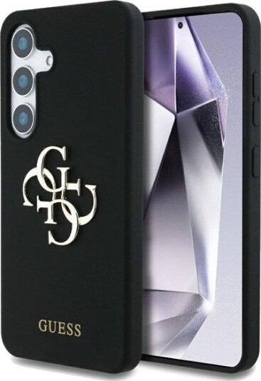 GUESS Silicone Big 4G Logo Bottom Script case for Samsung Galaxy S25 - black