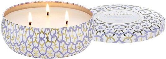 Voluspa Mountain Lavender & Chamomile 3 Vegget Tin Candle 40H Hvit