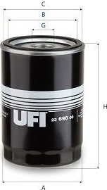 Oljefilter UFI 23.698.00 Oljefilter UFI 23.698.00