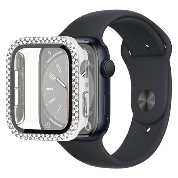 Rhinestone Dekorative Apple Watch Series 9/8/7 Deksel med Skjermbeskytter - 41mm - Sølv