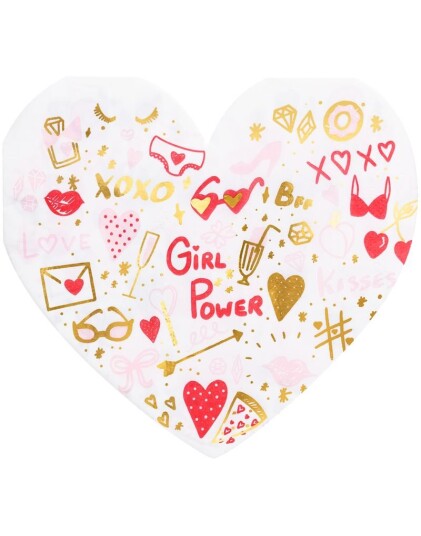 Partydeco 20 stk Hjerteformede Girlpower Servietter 32x30 cm Partydeco 20 stk Hjerteformede Girlpower Servietter 32x30 cm
