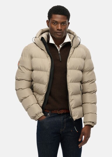 Hooded Sports Puffer Jacket Winter Twig Beige Xl Vårjakker