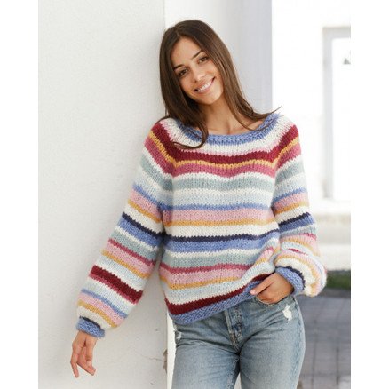 Â Happy Stripes by DROPS Design Genser Strikkeoppskrift str S XXXL