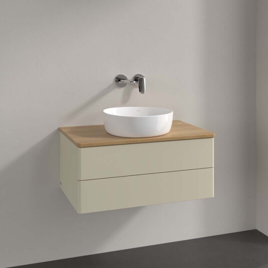 Villeroy & Boch Antao Servantskap med 2 skuffer 80x50x36 cm u/lys Grå Matt/Eik Villeroy & Boch Antao Servantskap med 2 skuffer 80x50x36 cm u/lys Grå Matt/Eik