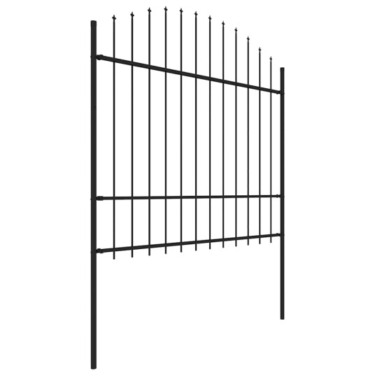 Hagegjerde med spydtopp stål 1781,5x175 cm svart