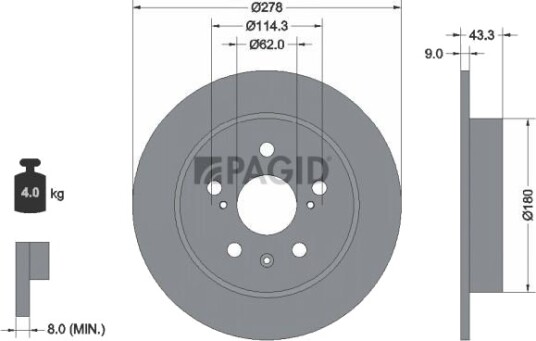 PAGID 55253NC Bremseskive