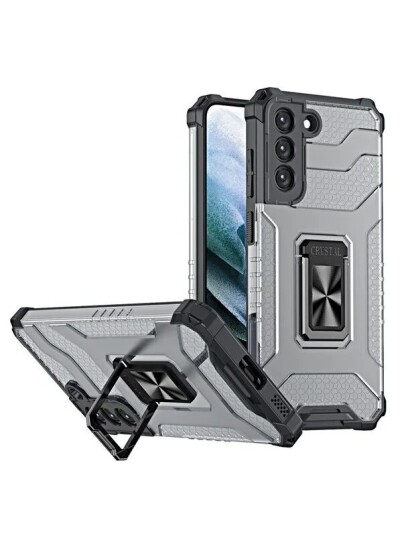 Hurtel Crystal Ring Case Tough Hybrid Cover + Magnetic Holder for Samsung Galaxy S22 + S22 Plus Black